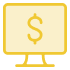 Computer monitor with dollar sign icon